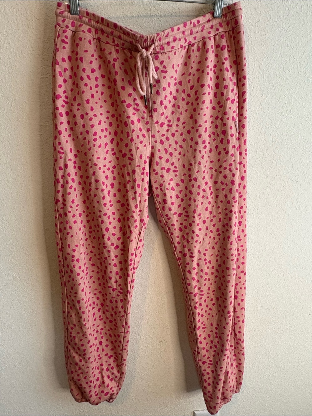 Beach Riot Pink Dot Print Jogger Sweatpants Size Medium